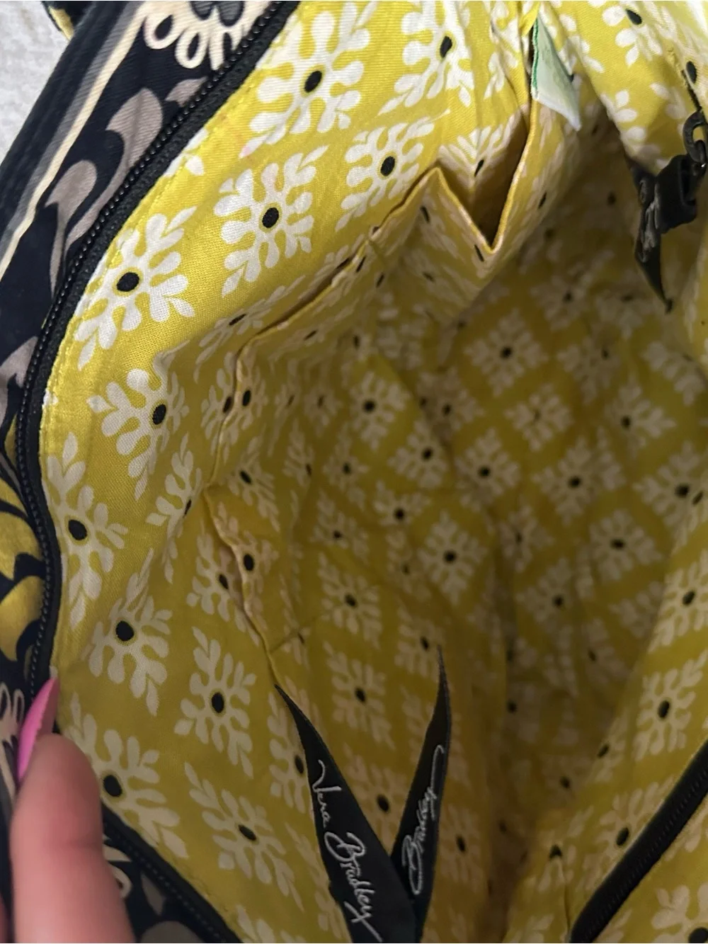 Vera Bradley Yellow Floral Lined Tote